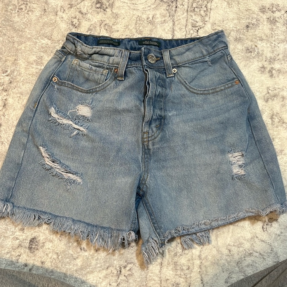 Light blue high rise shorts